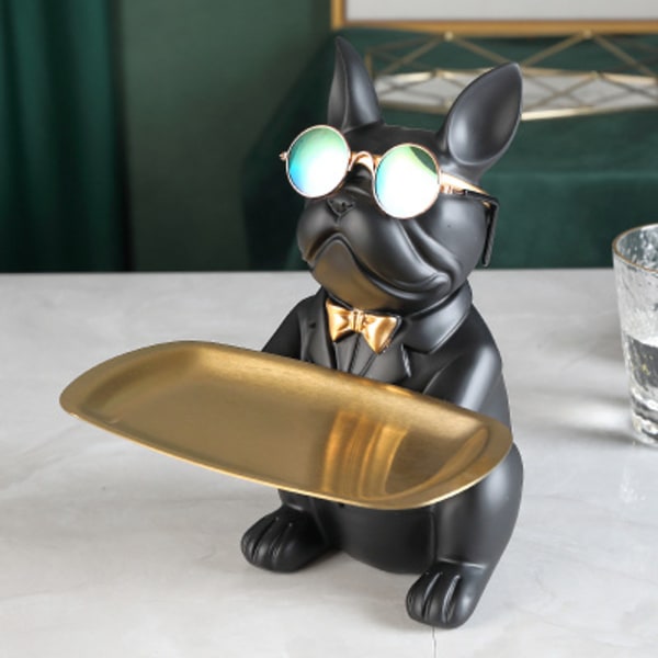 1 stk Kul Bulldog Figur Skulptur Statue Harpiks God Oppbevaringsboks f