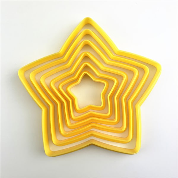 6 stk. femspidset stjerne fondant udstikker kage kage kage