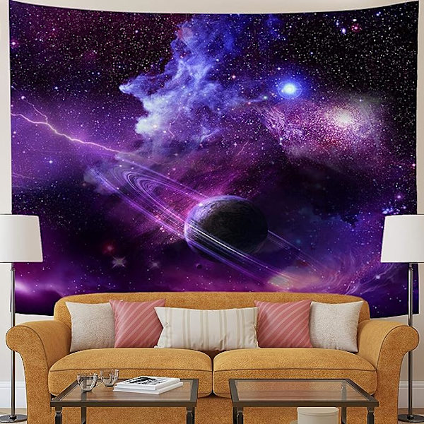 Galaxy Tapestry Stjärnhimmel Tapestry Psykedelisk Tapestry Rymdlandskap Tapestry Lila Stjärnhimmel Konsttryck Väggbonad Tapestry för Heminredning(H59.1×W78.7 tum)