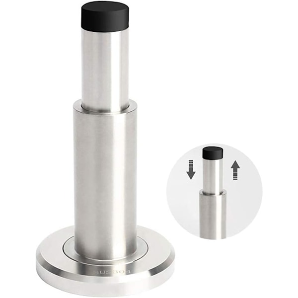 1PCS dørstopper - veggmontert dørstopper, rustfritt stål krom, med gumm