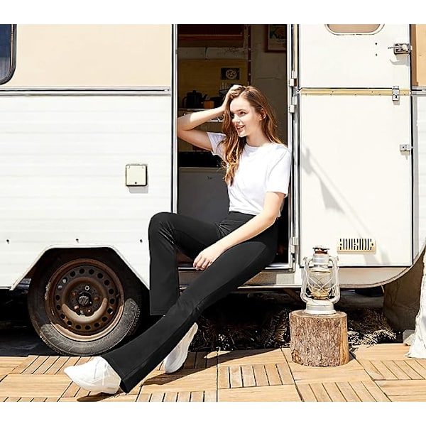Bootcut Yoga byxor med fickor för kvinnor Hög midja Träning Boot
