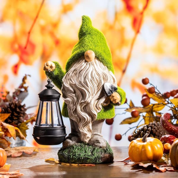 33cm, Hagegnomdekorasjon med solcellelamper, Original GNOME-statue, Wat