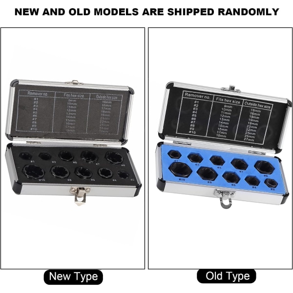 10 stk. 9-19mm møtrik-ekstraktorsæt møtrik-løsningssæt sokkel B