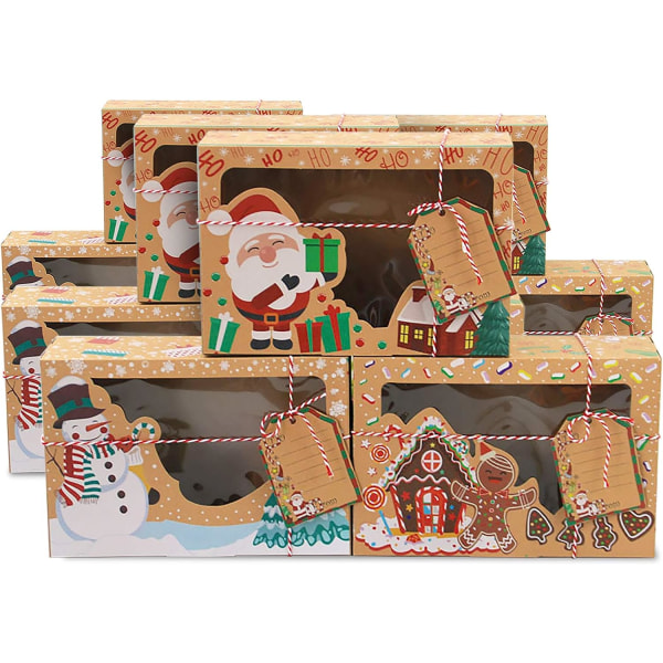 12 grandes boîtes à biscuits de Noël avec fenêtre, boîtes-cadeaux