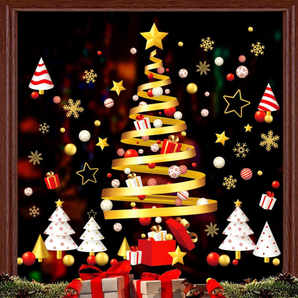 Juletre Vindu Clings dekorasjoner, store Merry Christmas Window Stickers