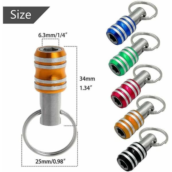 5 st 1/4\" Hex Shank Nyckelring Skruvmejsel Bitshållare Set Förlängningsskaft Snabbväxlingsbitsadapter Skruv
