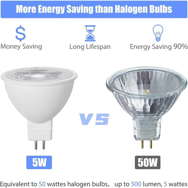 MR16 LED-lamper Varm Hvid 3000K, MR16 GU5.3 LED 5W Erstatning for