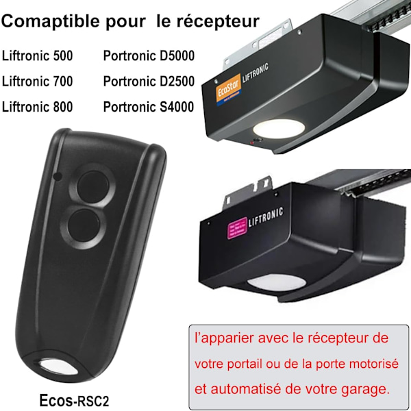 Garasje Fjernkontroll Ecos-RSC2 433Mhz Fjernkontroll Portåpner Erstatning for Ecostar RSC2, RSE2 1PAK