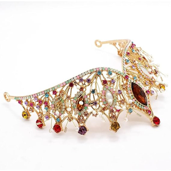 Barok Dronning Krone, Bryllupskrone til Brud Rhinestone Prinsesse
