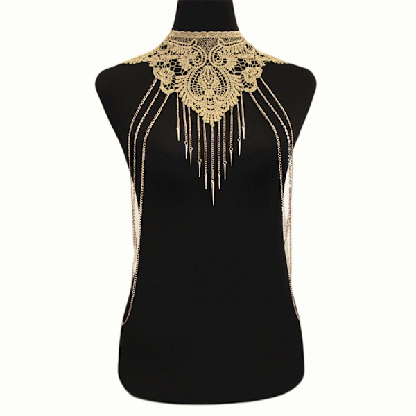 Kvinde Halter Body Chest Chain Rygløs Tank Top BH Halskæde Pa