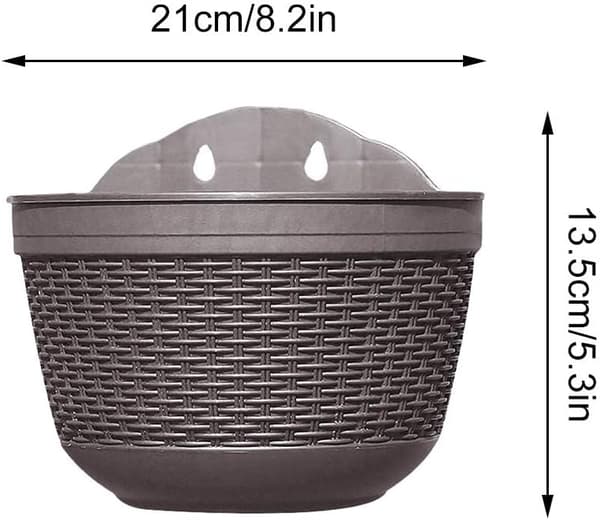 Set med 2 plastblomkrukor för balkong, staket, vägg