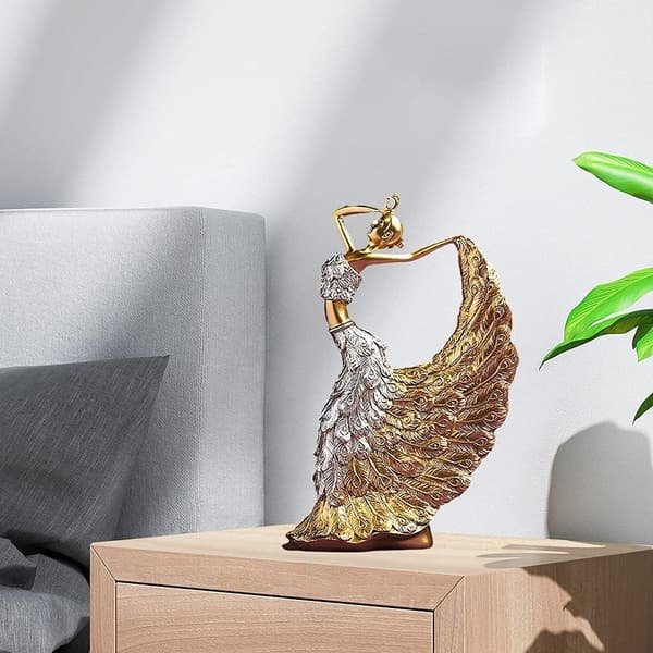 Påfugldanserstatue Påfugldanserfigur Danserjenteskulptur