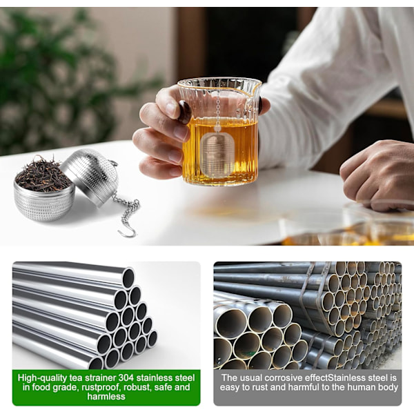 2 STK. Te-kugle, Te-infuser, Te-filter i rustfrit stål til te, Te-si-kugle i mesh, til te, krydderier og smagsstoffer