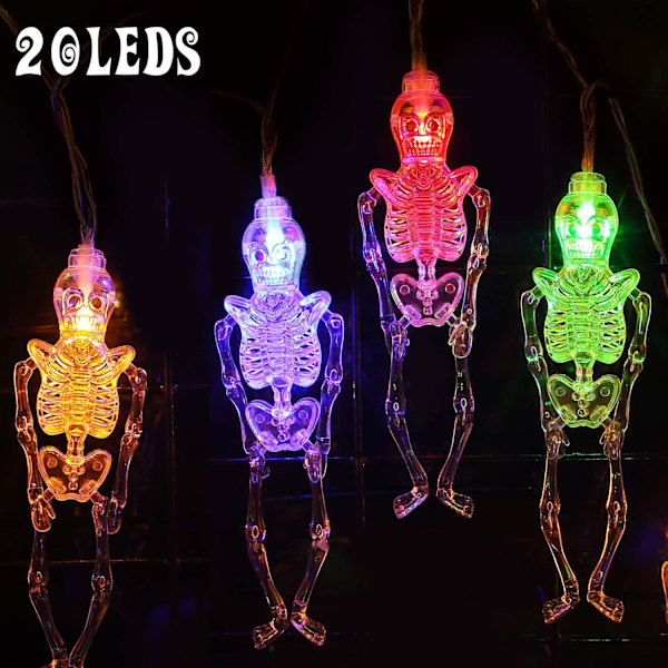 Suspendus Crâne Lumière Squelette Crâne Guirlande Lumineuse Hallo