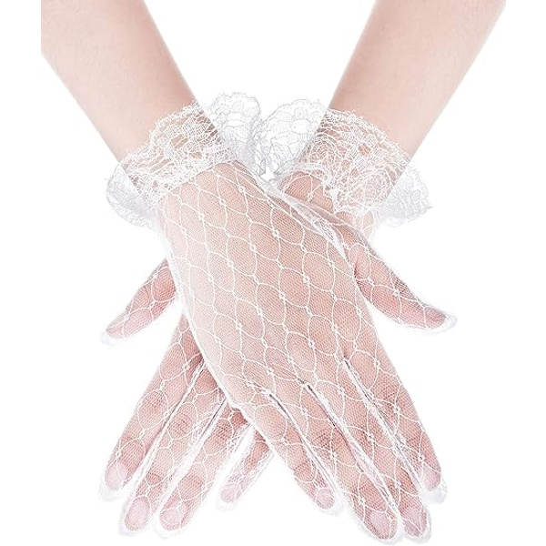 Spets handskar för kvinnor brudklänning blommig mesh handskar elegant sommar Co