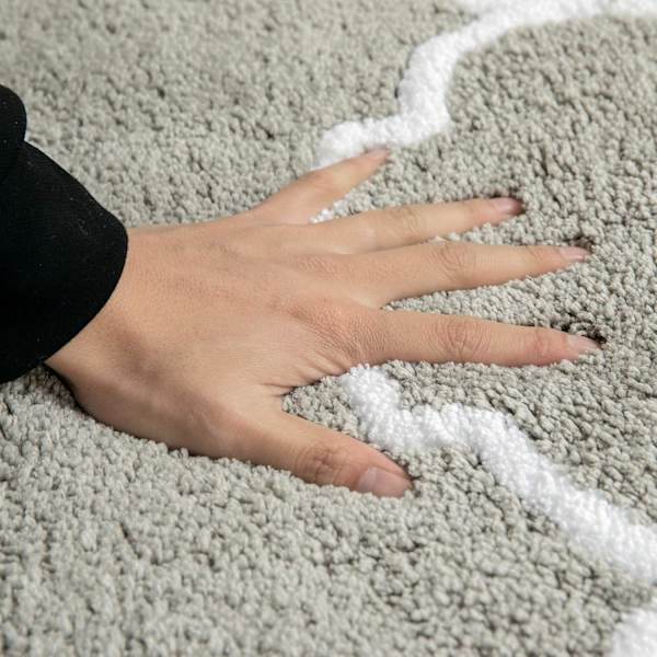 Rektangulär badrumsmatta marockanskt mönster dusch entrématta halkfri mjuk bekväm fluffig 45x65CM ljusgrå