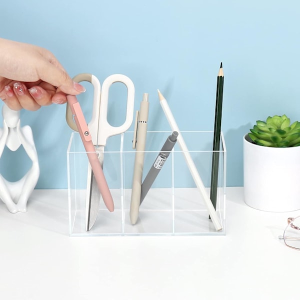 Klar Akryl Blyantholder | 3 Rum Akryl Penholder | Makeup Børste Opbevaring | Skrivebordsorganisator