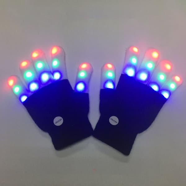 2 stk LED lys opp hansker og briller, glødende neonbriller 6 moduser,