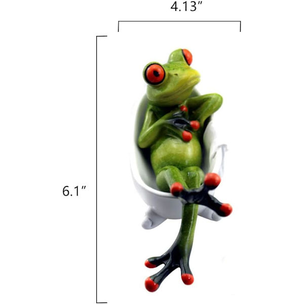 Groda söt rolig grön groda figurer som ligger i badkaret groda skulptur staty för hem skrivbord badrum dekoration 15.5*6.5*10.5cm