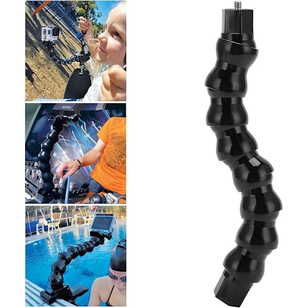 Fleksibel klemmeholder med svanehals og 1/4in skruehuller, 8 sektioner fleksibel armbeslag til sportskamera, 22cm