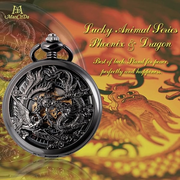 Antik mekanisk watch Lucky Dragon & Phoenix (Best Wish