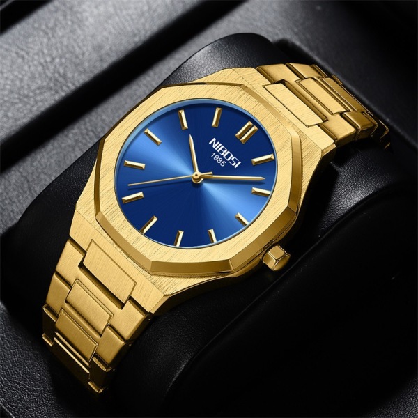 Herre klokke Casual vanntett klokke analog display gull