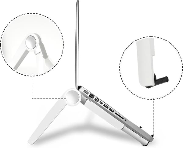 Justerbart tabletstativ kompatibelt med Apple iPad, iPhone, Samsung Galaxy og Kindle Fire (Hvid)