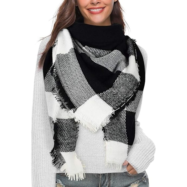Dam Scarf Cashmere Imitation Varm Höst Vinter Stor Rutig Tyg Fransar Scarf
