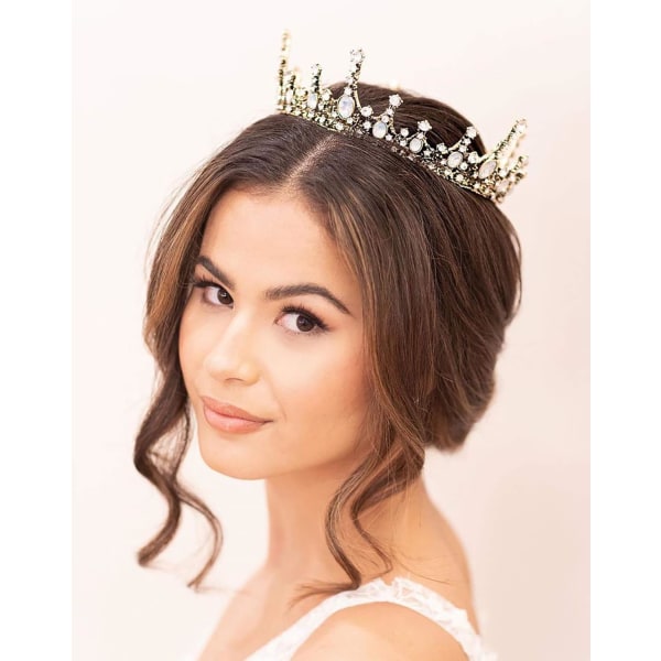 Kristall Barock Drottningkrona - Vintage Prinsess Tiara, Bröllop Pro