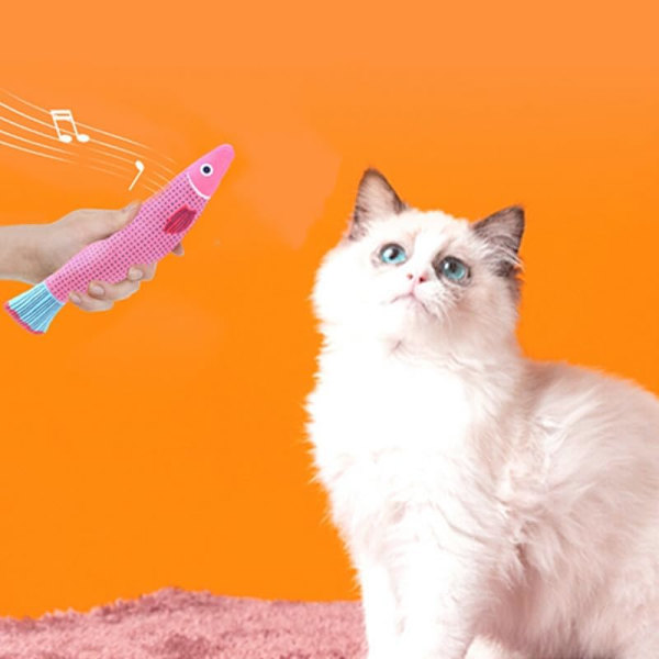 4 st kattmyntaleksaker katt tuggleksak med pipljud mjuk och hållbar plysch fiskleksaker katt tand slipning interaktiva leksaker, för alla katter