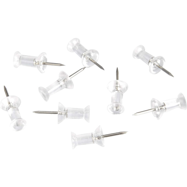 Amazon Basics Push Pins Tacks, Klar plasttopp, Stålstift, 100-pack