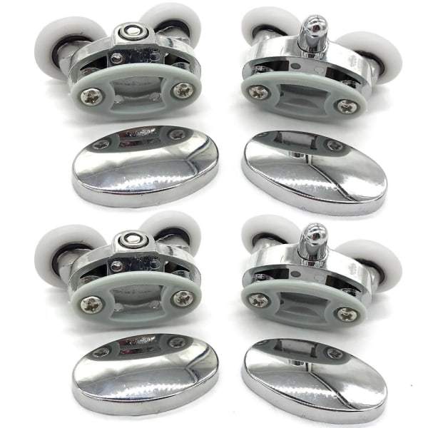 Set med 4 dusjdørruller - To hjul - Oval - Butterfly-formet (23mm)