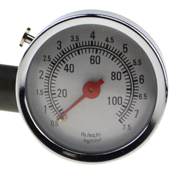 Dekktrykksmåler - Manometer - 7,5 Bar - Dekktrykks Tester - 0-100 Psi - For Bil, Sykkel og Motorsykkel