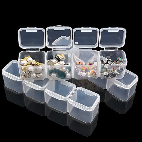 1 Pack 28 Galler Diamantmålning Box Plast Smyckesorganisatör St
