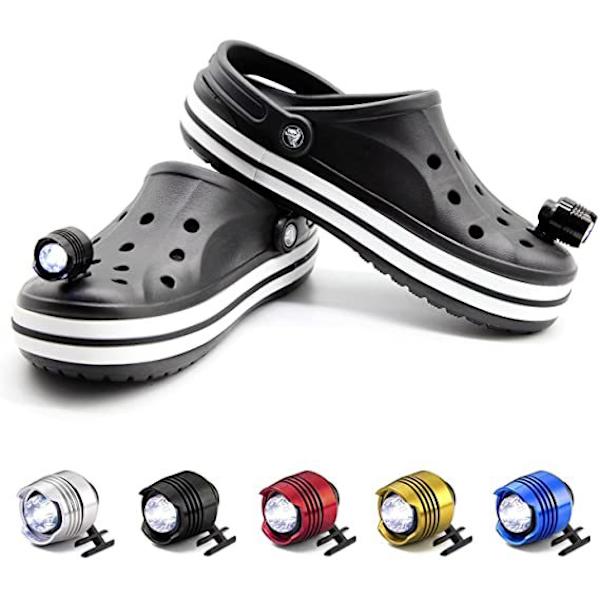 Croc Spotlight, 2 LED-lamper til Croc Skodekoration, Sjov Croc Pendant Skolampe til komfortabel camping Sølv