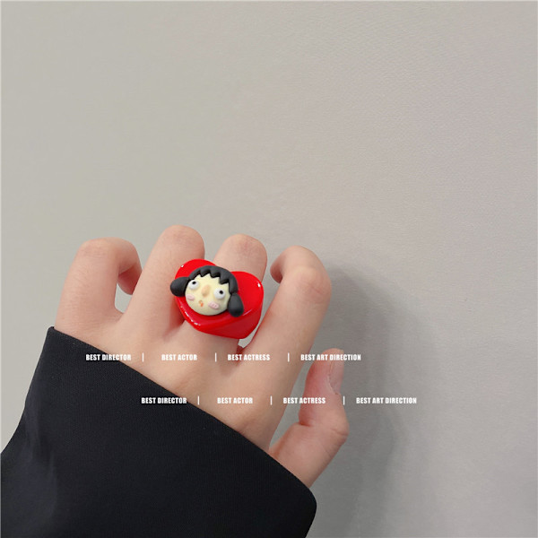 Sødt 3D Akryl Æstetisk Venskab Ringe Finger Ringe Harpiks Pla