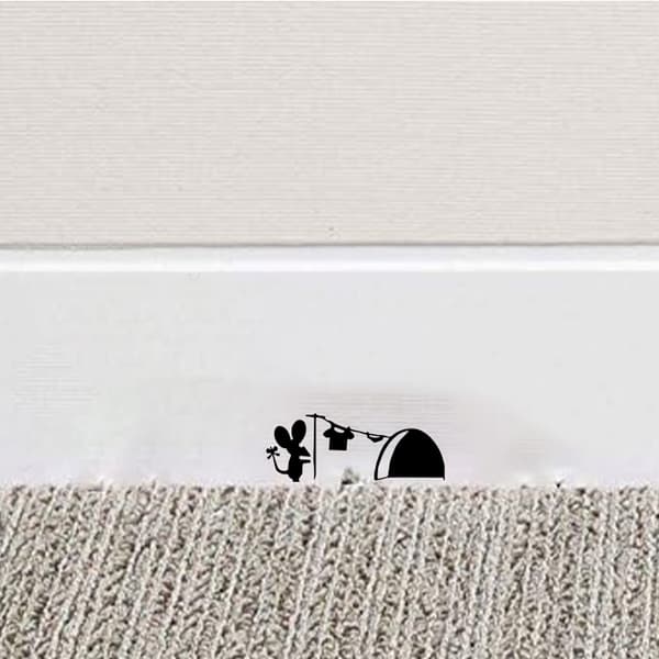 Musehull-hus vinyl veggklistremerke for baseboard
