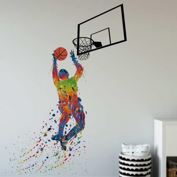 Dunk silhuett vinyl basketspelare med basket och bask