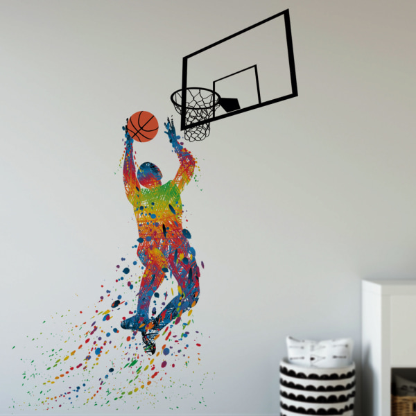 Vinyl Basketballspillere Slam Dunk Silhouette med Basketball og