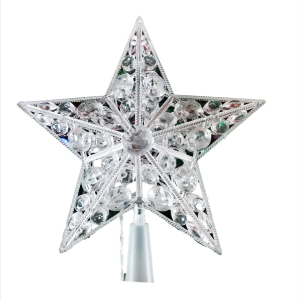 Christmas Star Tree Topper, Plugg i Sliver Glittered 3D Star Tree