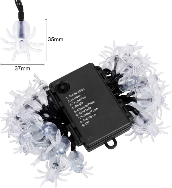 Lila spindel LED-ljusslinga med 40 lampor och timer
