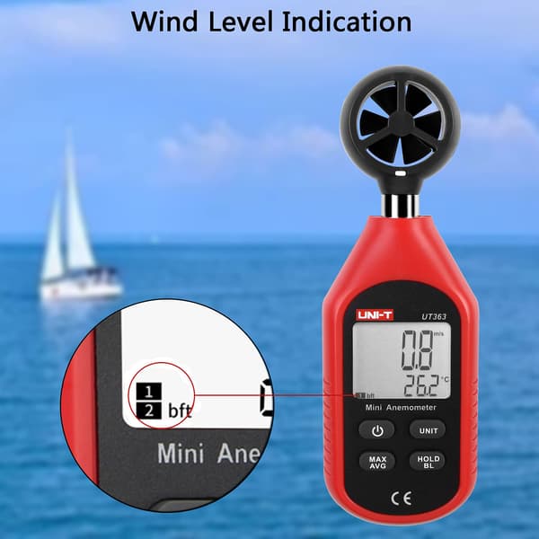UT363 Mini Digitalt Anemometer Høy Presisjon Vindmåler Håndholdt Impeller Vindhastighetssensor Anemometer