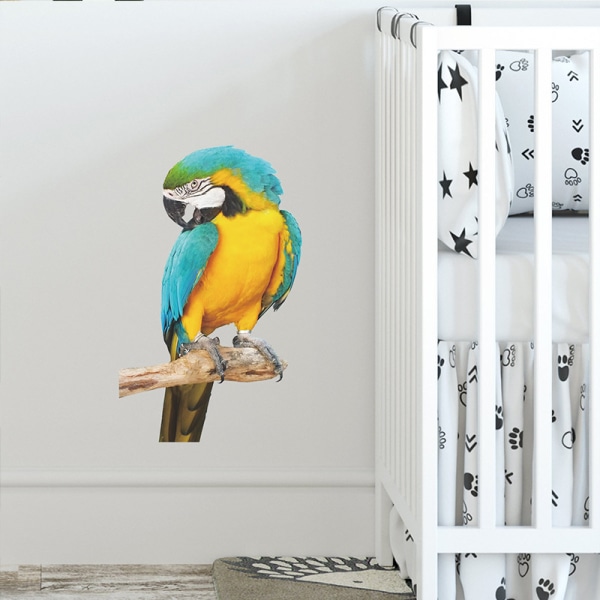 Söt liten papegoja väggdekal fågelväggdekal för vardagsrum B