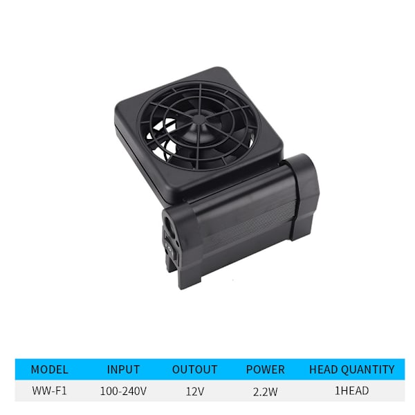 Fisketank-ventilator Mini Single Head Justerbar Akvarium Køleventilator til Akvarium Hængende Køler 100-240V (1stk)