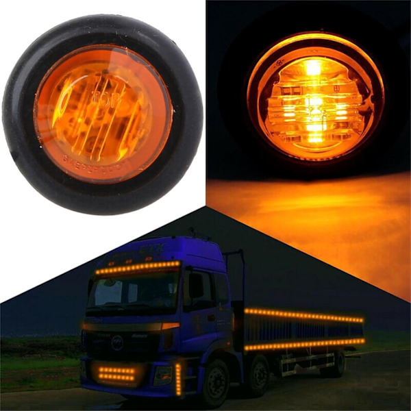 10X LED Sidemarkerlys 12/24V LED Klaringslys Tilhenger Sidelampe Advarselslys for Lastebil Bobil (Gul)