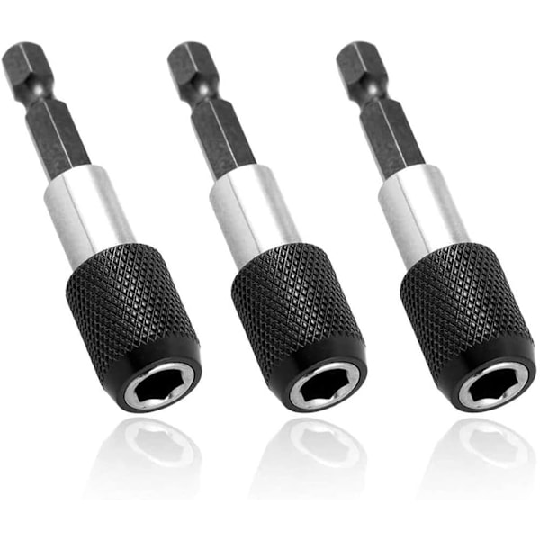3-pack Elektrisk Borrbitthållare Adapter Magnetisk Förlängningsbitthållare med 1/4 Tums Hexskaft Magnetisk Hållare Borr för Elektrisk Skruvdragare 60mm