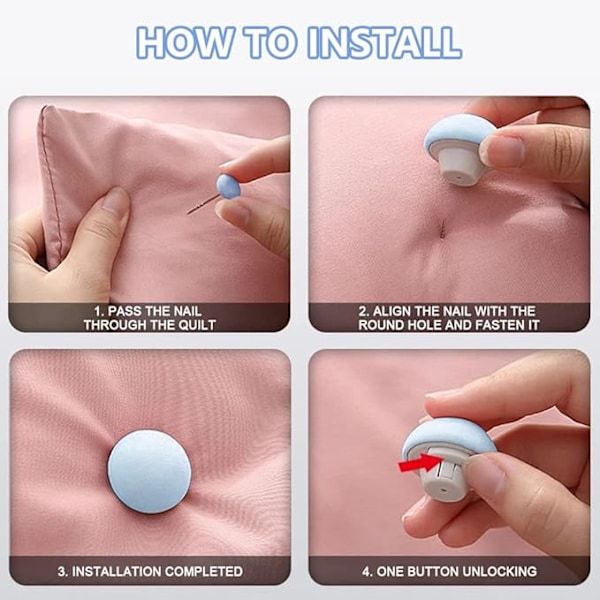 Täcke Clip, Påslakan Clip, Plast Täcke Clip, Halkfri Täcke Fästklämma, Svampmönster med Knappar, för Madrass Påslakan och Kläder,