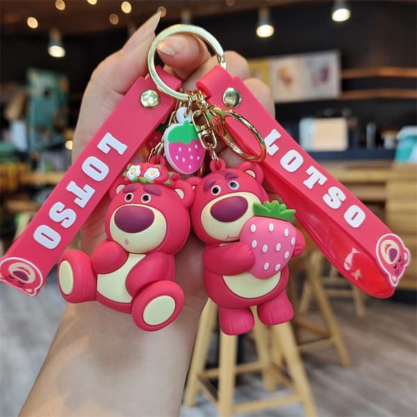 Jordbær Bamse Nøglering Mockup, Pink