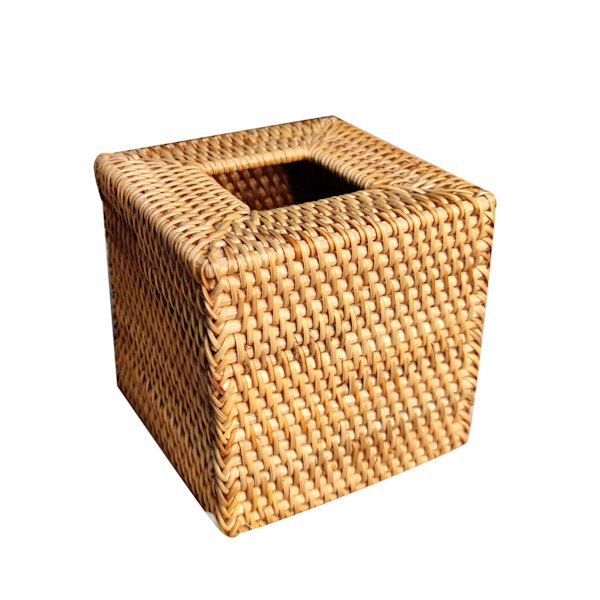 Rattan Servettbehållare Kvadratisk, Handvävd Korg Servetthållare,