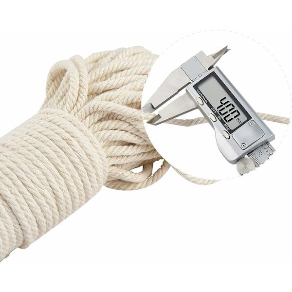 Makramé tau 4mm x 50m, Makramé bomullstråd, Bomull Makramé tråd Garn Bomullstau, Bomull Makramé tau Naturlig snor for Plantehenging Strikking DIY Dekorasjon Gaveinnpakning